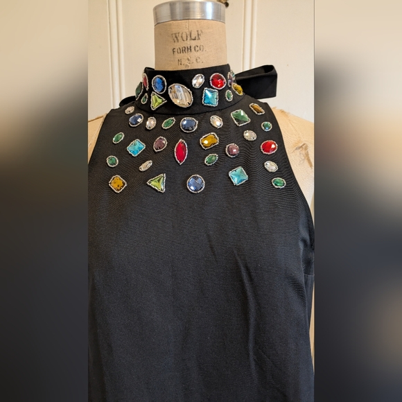 STAUD Black Mini Dress Rhinestones - Picture 4 of 8